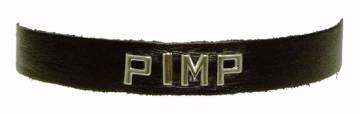 Black Leather PIMP ID Wristband