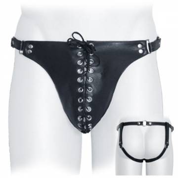 Leather Jock, Lace Front, Two Strap Back