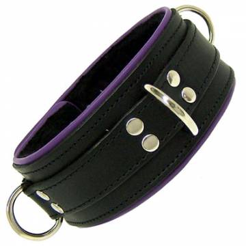 Fleece and Leather BDSM Collar with Piping