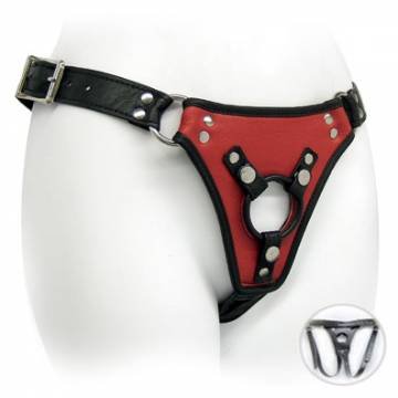 Red/Black Leather Low Rider Strap On
