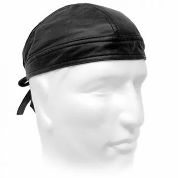 Black Leather Skull Cap