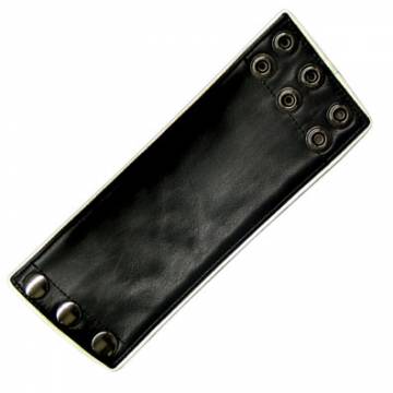 Black Wrist Wallet With White Trim