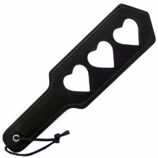 Black Leather Paddle With Three Hearts Black Leather Paddle With Three Hearts