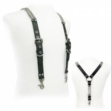 Chain And Black Leather Suspender