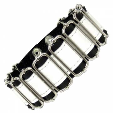 Leather Armband With Links And Snaps