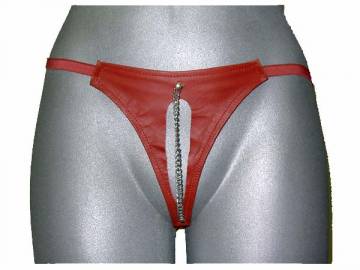 Red G String With Open Crotch & Chain