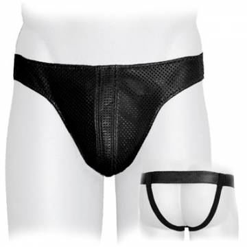 Black Leather Vent Jock - Plain