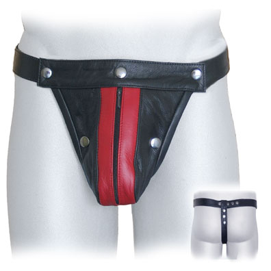 Striped Zipper Front Cod Jock