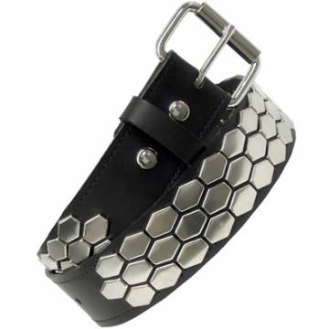 Wide Leather Belt With Metal Studs