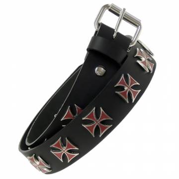 Leather Belt With Iron Cross Studs