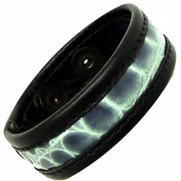 Exotic Blue/Black Leather Cock Ring