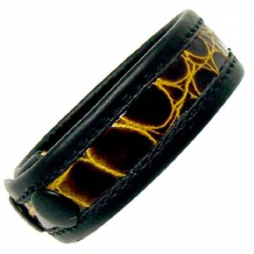 Exotic Mustard/Black Leather Cock Ring