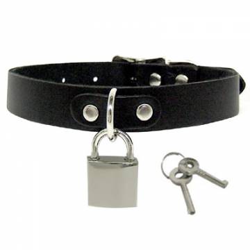 Black Leather Collar With Square Lock