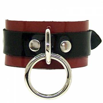 Wristband In Black And Red Patent Leather