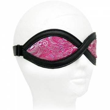 Blindfold In Pink Brocade/Black Leather