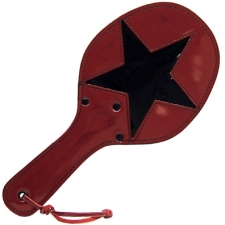 Shiny Red Leather Paddle With Black Star Shiny Red Leather Paddle With Black Star