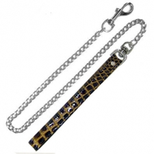 Chain Leash With Mustard Leather Loop Chain Leash With Mustard Leather Loop