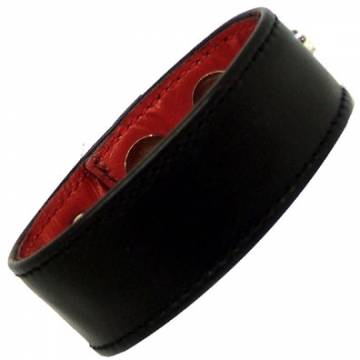 Black Leather Cock Ring With Red Lining