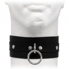 Black Webbing Bondage Collar With Halter Ring Black Webbing Bondage Collar With Halter Ring