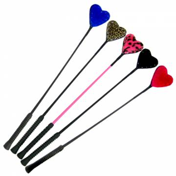 Leather Heart Riding Crop With Fleece