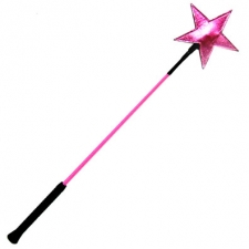 Riding Crop With Metallic Pink Leather Star Riding Crop With Metallic Pink Leather Star