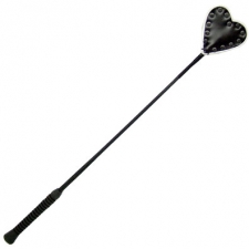 Riding Crop - Black Heart With White Piping Riding Crop - Black Heart With White Piping