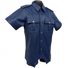 Men's Blue Leather Shirt Men's Blue Leather Shirt