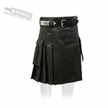 Black Leather Scottish Kilt