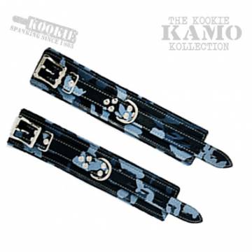 Blue Camo Garment Leather Ankle Cuffs