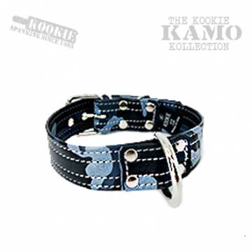 Blue Camo Garment Leather Slave Collar