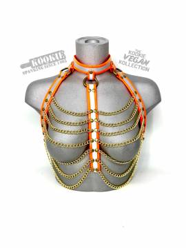 Vegan Leather Reflective Bio Thane Chain Halter Top