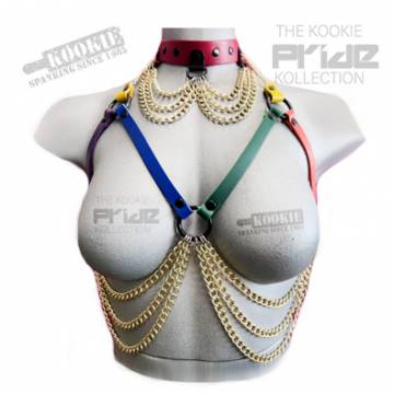 Rainbow Pride Aurora Chain Bra Harness