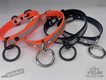 Vegan Leather Reflective Bio Thane Ring Collar