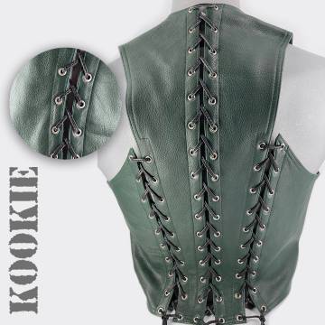 Leather Vest With Front And Back Laces