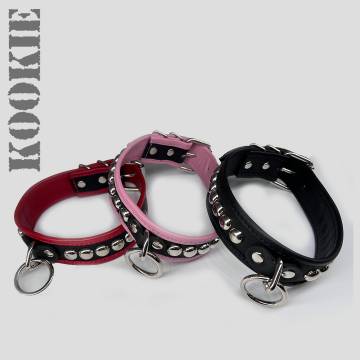 Fetish Collar With Ring And Round Studs