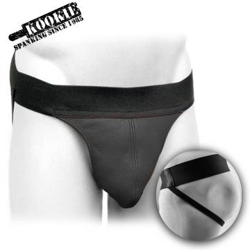 Black Leather Jock With A Wide Strap