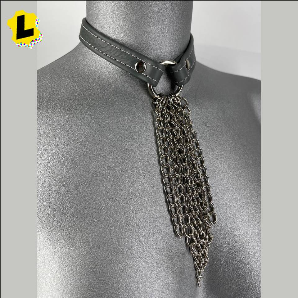 Leather And Chain Waterfall Collar