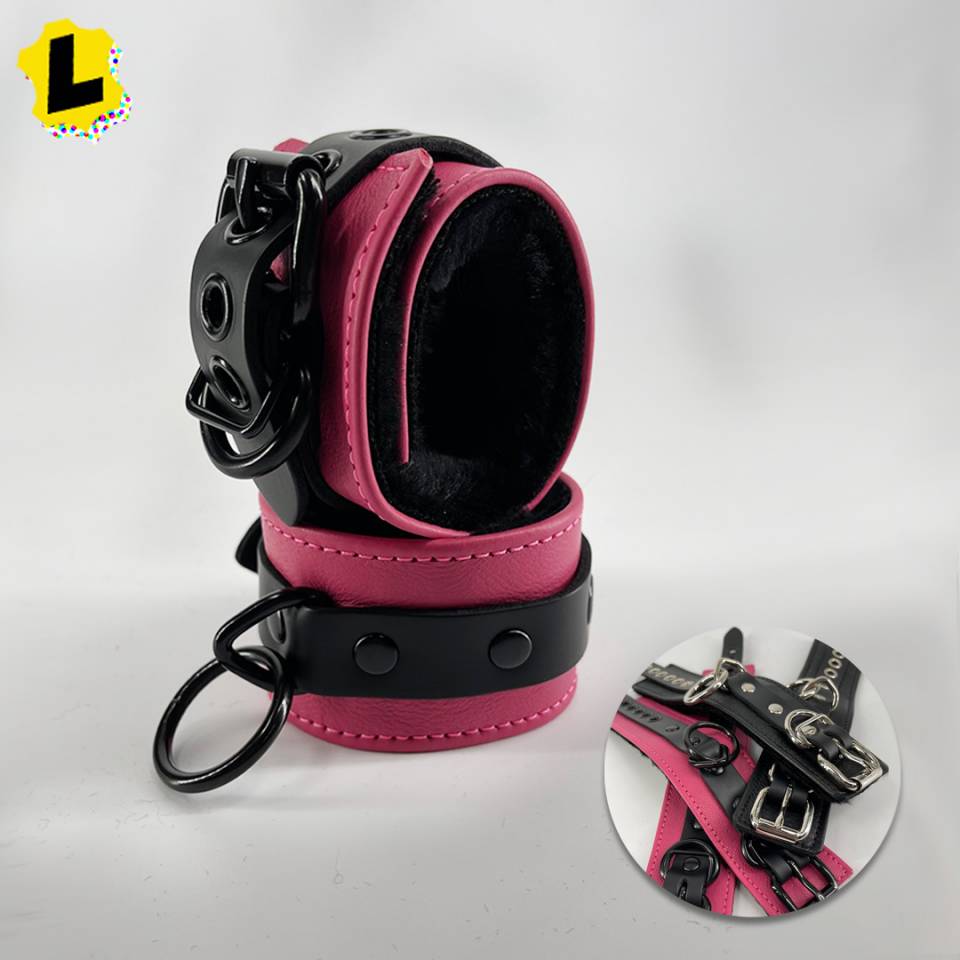 Black Fleece 2-Tone Locking Wrist + Ankles Cuffs [O-Ring]