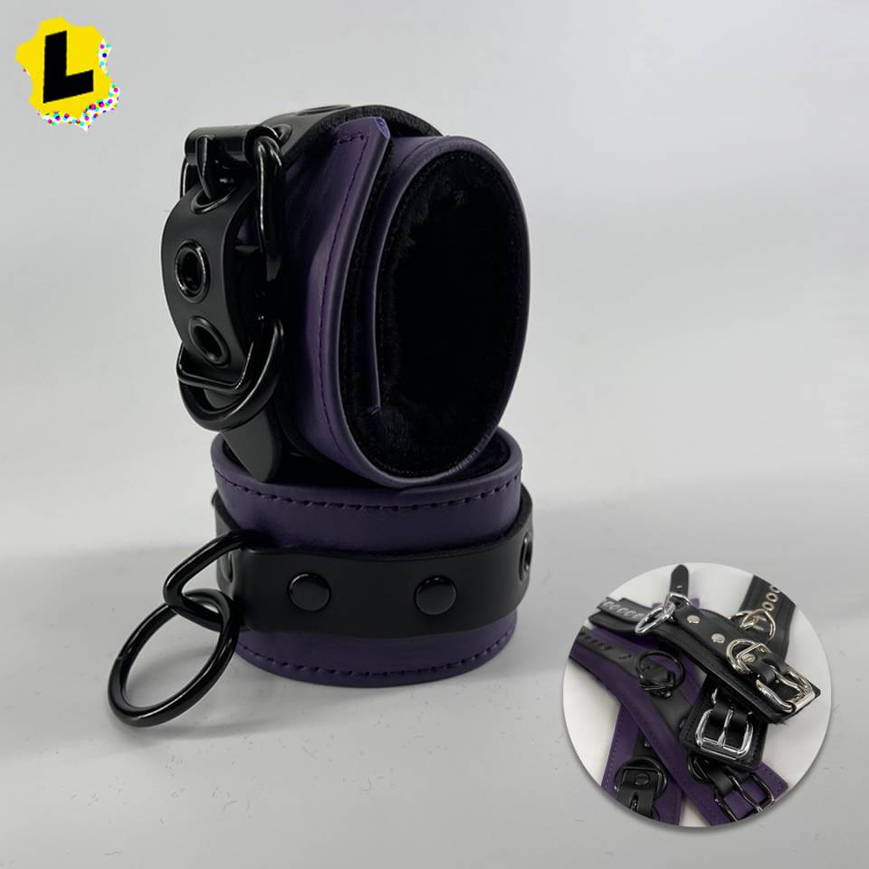 Black Fleece 2-Tone Locking Wrist + Ankles Cuffs [O-Ring]