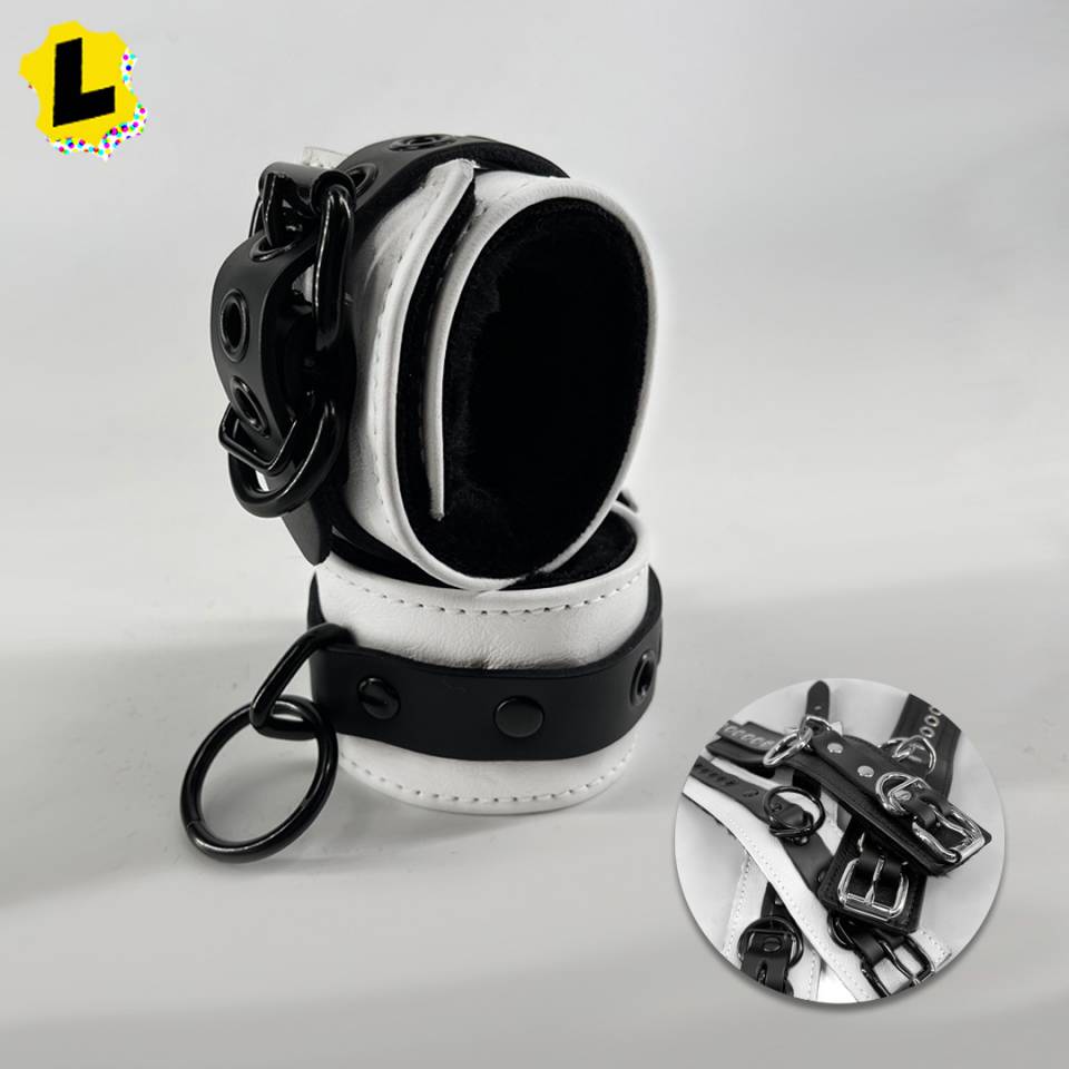 Black Fleece 2-Tone Locking Wrist + Ankles Cuffs [O-Ring]
