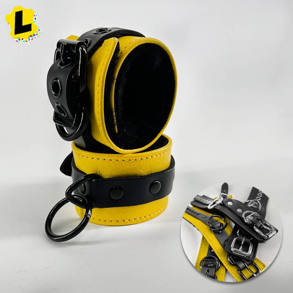 Black Fleece 2-Tone Locking Wrist + Ankles Cuffs [O-Ring]