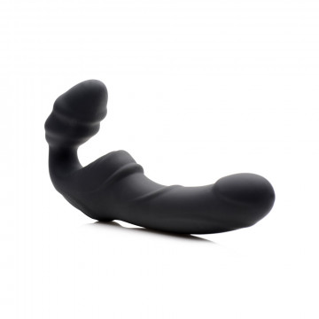 Slim Rider Ribbed Vibrating Silicone Strapless Strap-On