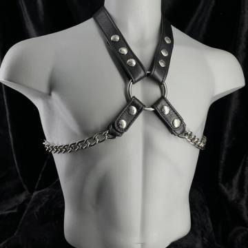 Men's Leather And Chain Harness