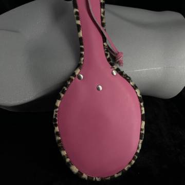 Pink Leather Paddle With Piping