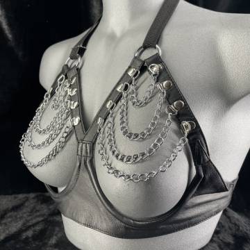Leather And Chain Bra