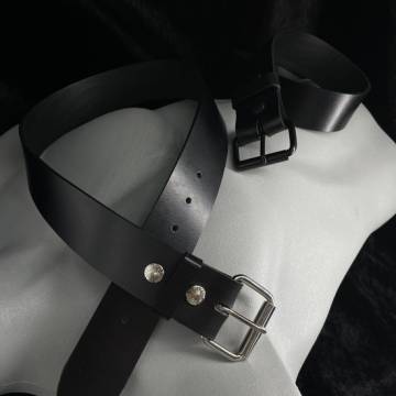 Black Leather 1-3/4" Plain Belt