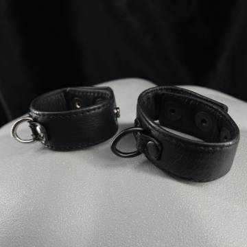 Black Leather Cock Ring With D Ring