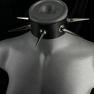 Leather Collar With 2.25 Inch Cone Spikes