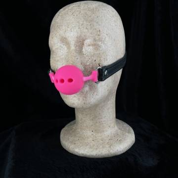 Black Leather Strap Silicone Breathable Ball Gag