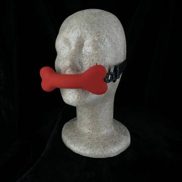 Black Leather Strap Silicone Bit Gag